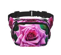 Purple Rose Flower Zipper Fanny Pack, Crossbody Bags with Adjustable Strap for Jogging, Cycling