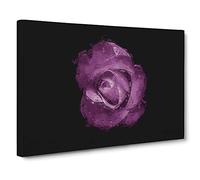 Purple Rose in the Shadows Canvas Print | Gallery Wrapped 30mm Frame Wall Art | 30x20 inches | Ready to Hang | Abstract Floral Picture | Living Room Bedroom Lounge Office