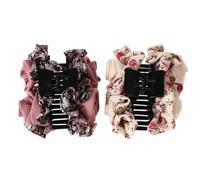 Purple Rose Jaw Clip 2pcs Fabric Plastic Claw for Lady | Lightweight Hold, Protects Strands, Daily Life and Holiday Use, Creative Shape, One Piece Per Colour