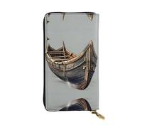 Purple Rose Leather Wallets for Women Man, Wallets Large Billfold with 12 Card Slots,Wallet Passport wallet, Old Viking Boats, One Size