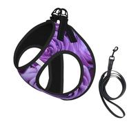 Purple Rose Pattern Flower Pattern,Pet Harness,Adjustable Reflective Dog Harness,Pet Leash Vest,S
