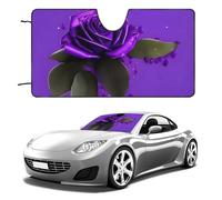 Purple Rose Print Car Windshield Sun Shade Keep Car Interior Cool 51"x28" Folding Front Window Sun Shade, Heat Shield for SUV, Truck, Blocks UV