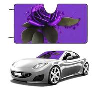 Purple Rose Print Car Windshield Sun Shade Keep Car Interior Cool 55"x30" Folding Front Window Sun Shade, Heat Shield for SUV, Truck, Blocks UV