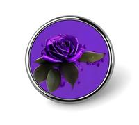 Purple Rose Print Round Badge Cute Enamel Lapel Pin Brooches Button Pin Personalized Clothing Decoration Unisex Badge Holder Hats Bags Shirts Decor