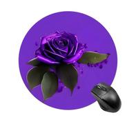 Purple Rose Print Round Mouse Pad Smooth Glide Gaming Mousepad Extra Density Portable Comfortable Mouse Mat for Desk, Home, Office 7.8x7.8 Inches