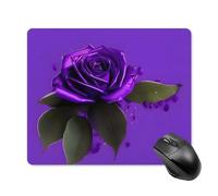 Purple Rose Print Square Mouse Pad Portable Computer Mousepad with Non-Slip Rubber Base 18 * 22cm Ultra-Thin Gaming Mouse Mat for Computer Laptop Office Desk Accessories