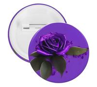 Purple Rose Print Tinplate Badge Personalized Round Brooch Large Craft Button Suitable for Teachers, Nurses, Doctors, Staff, Party Gift Accessories, style, 20PCS