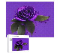Purple Rose Print Wooden Puzzles for Adults 500 PCS Unique Shape Puzzles Wall Art Home Decor for Puzzle Lovers, Family, Friend Creative Gift Toys