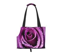 Purple Rose Printed Foldable Pet Bag - Portable Puppy Cat Travel Handbag Tote,Pet Carrier Backpacks.