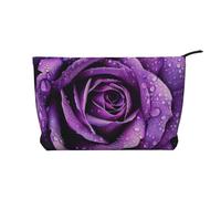 Purple Rose Printed Makeup Bag Corduroy Travel Cosmetic Bags Cosmetic Case Toiletry Bag Organizer for Women Mom Girls