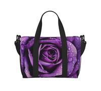 Purple Rose Printed Travel Duffle Bag for Men Women Holiday Travel Luggage Bag Waterproof Tote Bag with Shoulder Strap