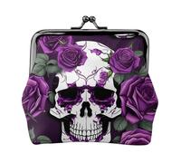 Purple Rose Skeleton Coin Purses, Change Purse Wallets, For Festivals And Special Occasions, Black, One Size, Art Deco