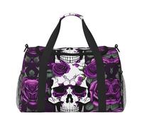 Purple Rose skeleton Hand Travel Bag - Large Reusable Shopping Tote Bag, Perfect for Outdoor Activities, Sports, Camping & Groceries, Black, One Size