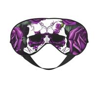 Purple Rose Skeleton Print Comfortable Eye Mask Breathable Adjustable Men Women Lightweight Travel Yoga Work