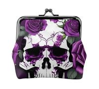 Purple Rose Skeleton Print Lightweight Women Coin Purse Exquisite Waterproof Small Pouch for Coins Cards