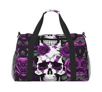 Purple Rose skeleton print Overnight Bags for Women and Men Shoulder Bag Carry On Bag for Traveling Travel Essentials, Black, One Size
