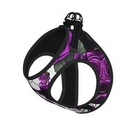 Purple Rose Skeleton Print Pet Leash Vest Reflective Adjustable Soft Mesh Vest Breathable For Daily Walks