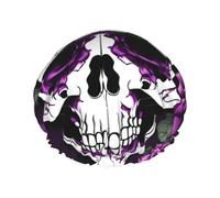 Purple Rose skeleton Print Shower Cap, Shower Cap for Women Reusable, Waterproof Bath Cap,Quick Drying Bath Hair Cap