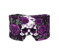 Purple Rose Skeleton Print Sleep Eye and Ear Muffs Mask - Adjustable Yoga Travel Headband, Keep Warm Shading Comfortable Aid