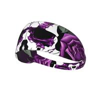 Purple Rose Skeleton Sports Headband For Men Women Tennis Sweat Band For Workout Sports Headbands Elastic For Running