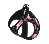 Purple Rose Skull Pet Leash Vest For Small Dogs Cats Reflective Adjustable Soft Outdoor Walking Hiking Training
