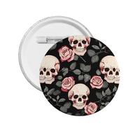 Purple Rose Skull -Print Custom Round Enamel Pin - Alloy Metal Lapel Badge For Jacket, Bag, Gift Idea.