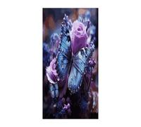 Purple Rose with Beautiful Butterfly on It Blackout Curtains for Light Filtering Doorway Curtains .Room Divider Curtain As Sliding Door/Closet/Patio。French Door Curtain 70*35.4 Inch for Home Decors