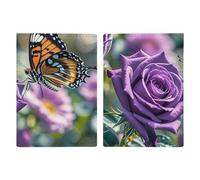 Purple Rose with Beautiful Butterfly Passport Holder Passport Wallet PU Leather Passports Protective Cover Slim Travel Accessories