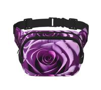 Purple Rose Zipper Fanny Pack, Crossbody Bags with Adjustable Strap for Jogging, Cycling