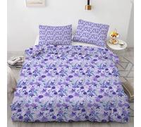 Purple Roses Duvet Cover 150x200 Hydrangeas Print Bedding for Bed Bedroom Decoration Quilt Cover and 2 Pillowcases 50x75cm, Soft 110gsm Microfiber, with Zipper Closure al3699