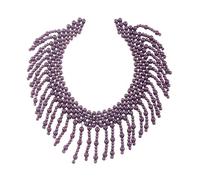 Purple Round Imitation Pearl Necklace Vintage Multi Strands Necklace for Party