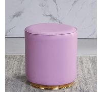 Purple Round Leather Ottoman Footstool - Versatile Vanity & Shoe Changing Stool for Bedroom & Living Room, Compact 32x35cm Design, Stylish Home Decor
