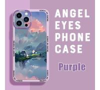 (purple, Samsung Galaxy Note20 Ultra) Nature Scenery Square Frame Phone Case for iPhone 13 Pro 12 mini 11 6 6s 7 8 Plus Samusng Vivo Soft TPU Shockproof Cellphone Back Cover Cases