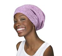 Purple Satin Lined Sleep Cap Curly Hair Beanie Wind Headcover Fashion Head Slouchy Hat