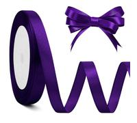 Purple Satin Ribbon 1cm for Halloween, Wreaths, Gift Wrapping, Happy Birthday, Flower Bouquet - Thick Fabric Ribbon for Bows