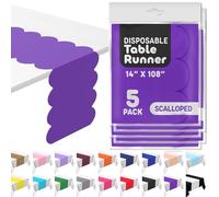 Purple Scallop Disposable Table Runner. 5 Pack 14 x 108 inch. Plastic Table Runner Adds A Pop of Color to Your Party Table, by Swanoo