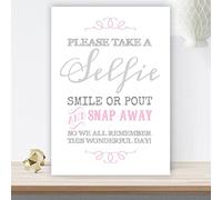 Purple Scrunch Grey and Pink Selfie Station Smile Pout Sign/Poster (GP18) (White Linen Card, A4)