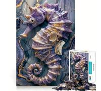 Purple Sea Horse Jigsaw Puzzles for Adults1000 Pieces Mind Puzzle Cozy Relax Image Assembly (50x75cm)