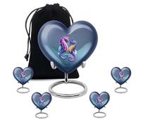 Purple Sea Horse Urn - Memory Tribute Heart Urn - Sea Horse Memorial Ashes Urns for Human Ashes Adult Man - Funeral Urns for Family - 3inch 4pcs Small & 10inch 1pcs Large Size Combo- Pack of 5