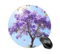 Purple Sea of Flowers Mouse Pad Round Laptop Mouse Mat Cute Computer Mousepad Keyboard Pad Non-Slip Desk Pads for Gaming Office Work Home