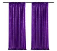 Purple Sequin Backdrop 2 Pieces 2ftx8ft Wedding Glitter Curtain Backdrop Arch Fabric Drapes for Baby Shower Birthday Party Decoration