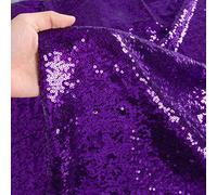 Purple Sequin Fabric - Washable Upholstery Fabric by The Yard - Sparkly Star Design - 1 Yard - Ideal for Sewing & Cushions