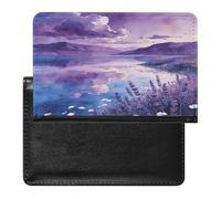 Purple Serenity Passport Holder Cover Wallet RFID Blocking Leather Passport Wallet Passport Cover Passport Protector Credit Card Hold Travel Accessories