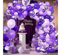 Purple Shades Balloons Garland Arch Kit-116Pcs 5"/10"/ 12" Dark Pastel Light Metallic Confetti Purple Balloons Arch Set for Purple Wedding Birthday Baby Shower Graduation Party Decorations