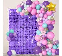 Purple Shimmer Wall Backdrop, 24 Panels, 6x4 Ft Photo Backdrop | wedding backdrop birthday backdrop party decoration photo booth backdrop bridal shower baby shower event decoration