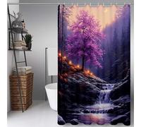 Purple Shower Curtain From The Forest Shower Curtains for Bathroom, HD Printing Waterproof Bathroom Curtains with 12 Hooks, Polyester Bath Curtain Machine Washable, Shower Stall 140 x 200 cm -lsy728V