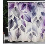 Purple Shower Curtain, Minimalist Leaf-Patterned Purple Decorative Fabric Bathroom Decor Set With Hooks, 180 X 180cm - Coconut Quartz And Lavender