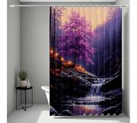 Purple Shower Curtain, Shower Curtains From The Forest Bathroom Curtains with 12 Hooks, HD Printing Waterproof Bath Curtain Quick-Drying Washable for Wet Room, Bathroom Decor 150 x 200 cm -ly25072H4