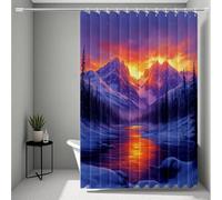 Purple Shower Curtain, Shower Curtains Mountain Bathroom Curtains with 12 Hooks, HD Printing Waterproof Bath Curtain Quick-Drying Washable for Wet Room, Bathroom Decor, Gifts 90x200cm -ly250729O