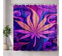 Purple Shower Curtain, Waterproof Shower Curtain for Bathroom with 12 Hooks, Weighted Hem, Polyester Fabric Washable Quick Dry for Bathtub Outdoor Garden Room Decor Leaf 100 x 200 cm (39x79 In) 3Y#477